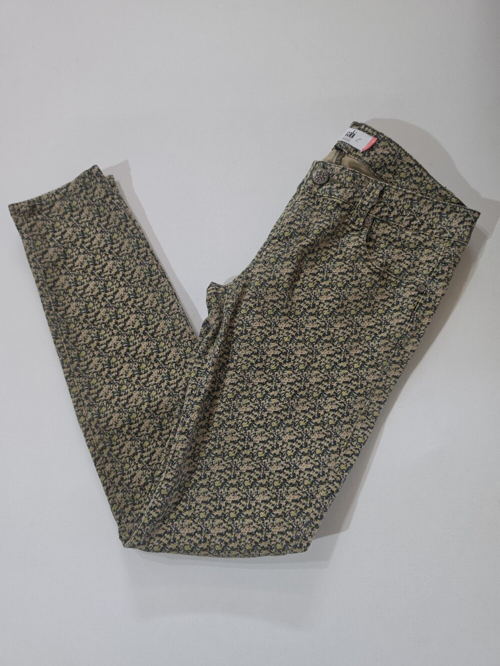 Cabi Ditsy Floral Skinny Jeans Womens 4 Cream Green Whimsigoth Vintage Preppy